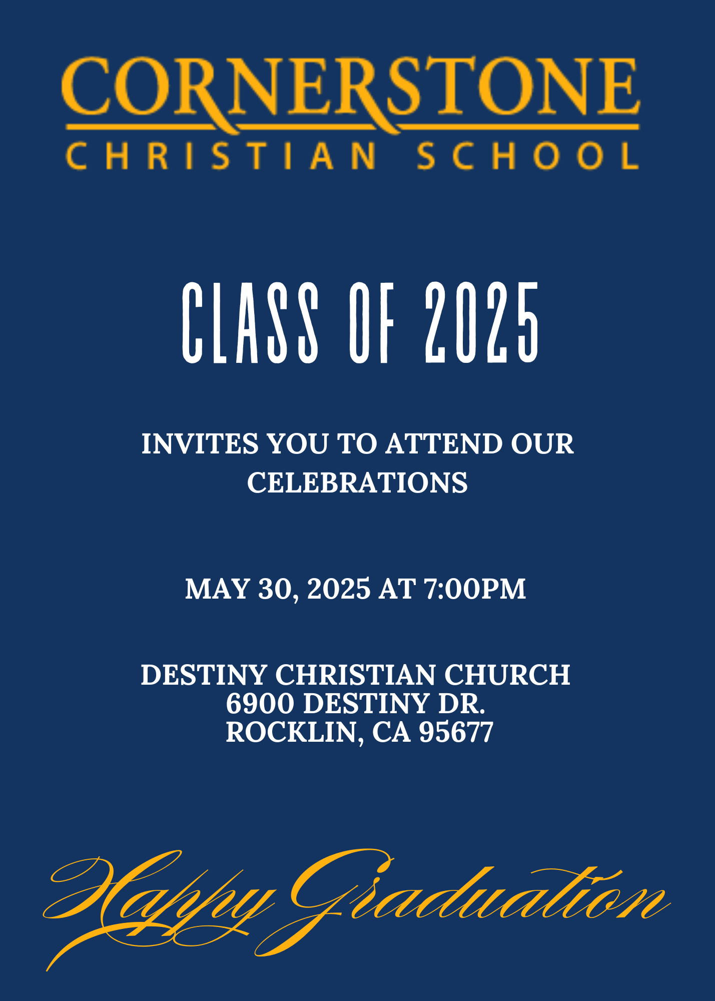 Invitation for upcoming high school graduation 2025